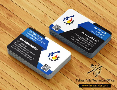 کارت ویزیت شرکتی طرح مدرن طراحی شده توسط دفتر فنی تهران ویلا