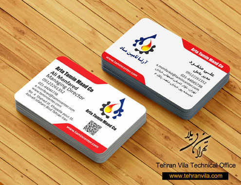 کارت ویزیت شرکتی ساده طراحی شده توسط دفتر فنی تهران ویلا